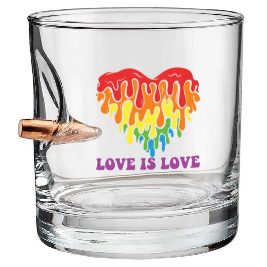 LBGT Flag Gay Pride Human Love is Love Bullet Whiskey Glasses