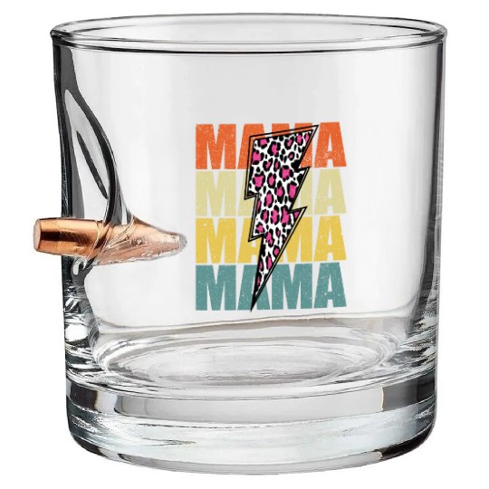 Lightning Bolt Leopard Cheetah Print Multi Color Bullet Whiskey Glasses