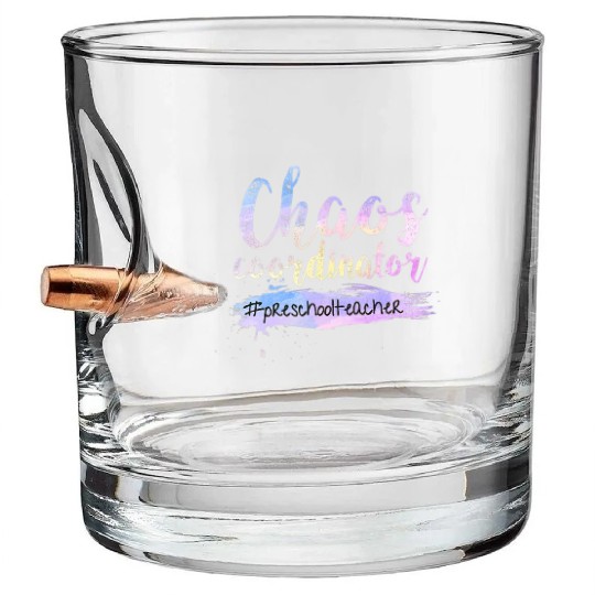 Chaos Coordinator Bullet Whiskey Glasses Cute Preschool Teacher Bullet Whiskey Glasses