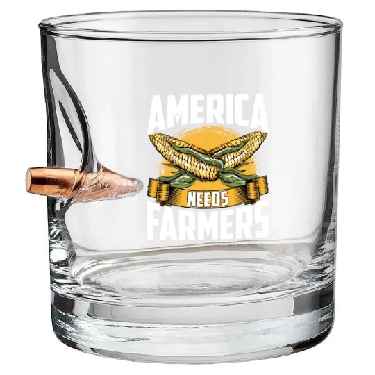 America Needs Farmers Funny Corn Farming Bullet Whiskey Glasses