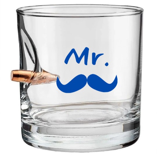 Mr & Mrs. Mustache Lips Matching Couple Bullet Whiskey Glasses