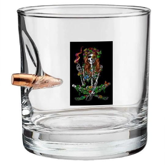 Psychedelic Hippie Skeleton Bullet Whiskey Glasses