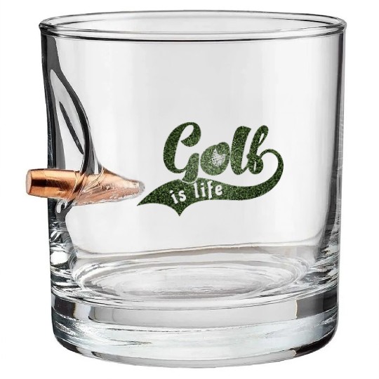GOLF IS LIFE Distressed Look Bullet Whiskey Glasses