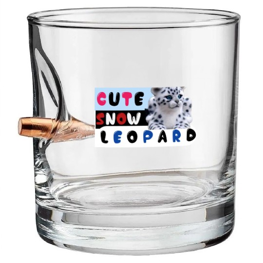 Cute Snow leopard |big cats Bullet Whiskey Glasses