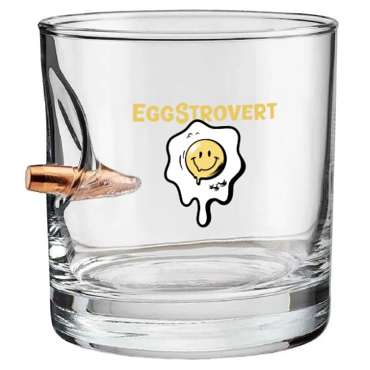 Eggstrovert Happy Extrovert Fried Egg Bullet Whiskey Glasses