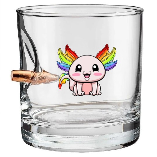 Axolotl LGBTQ Gay Pride Rainbow Flag LGBT Bullet Whiskey Glasses