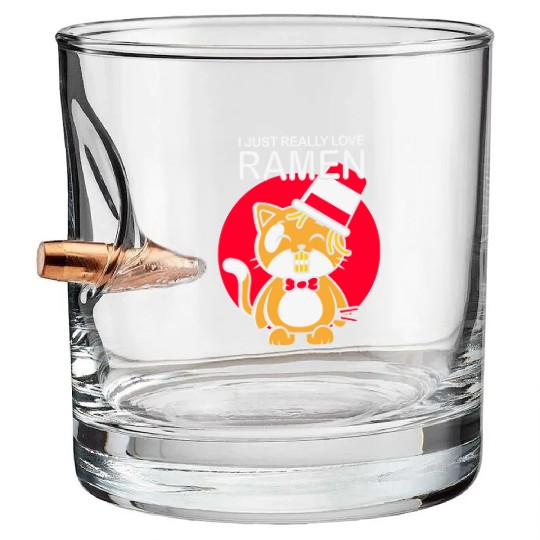 Cat Ramen Lover I Just really love Ramen Bullet Whiskey Glasses