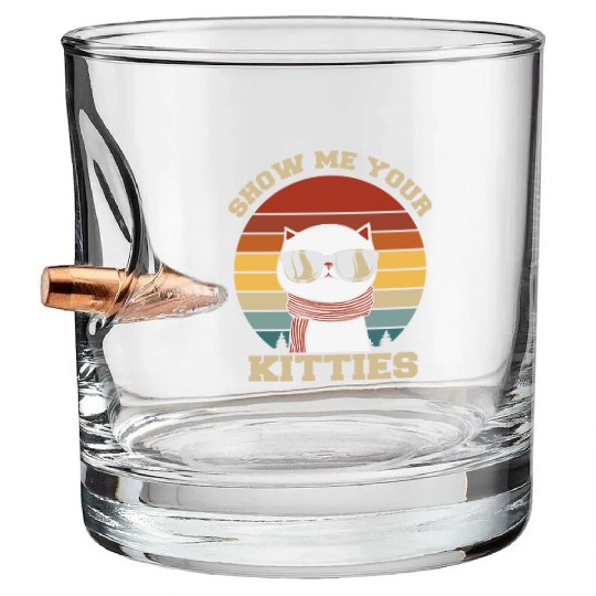 Show me your Kitties Cat Lover Bullet Whiskey Glasses