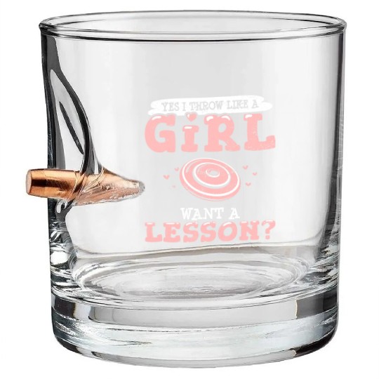 Yes I Throw Like A Girl Disc Golf Funny Frisbee Go Bullet Whiskey Glasses