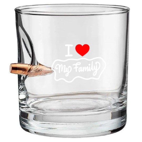 I Love My Family Funny design Classic Bullet Whiskey Glasses