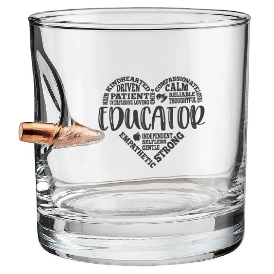 Educator Teacher appreciation subway art Bullet Whiskey Glasses