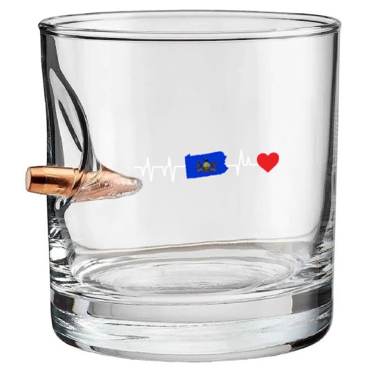 Pennsylvania Heartbeat Gift Bullet Whiskey Glasses