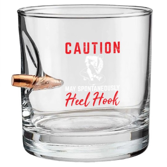 Caution May Spontaneously Heel Hook BJJ Jiu Jitsu Bullet Whiskey Glasses