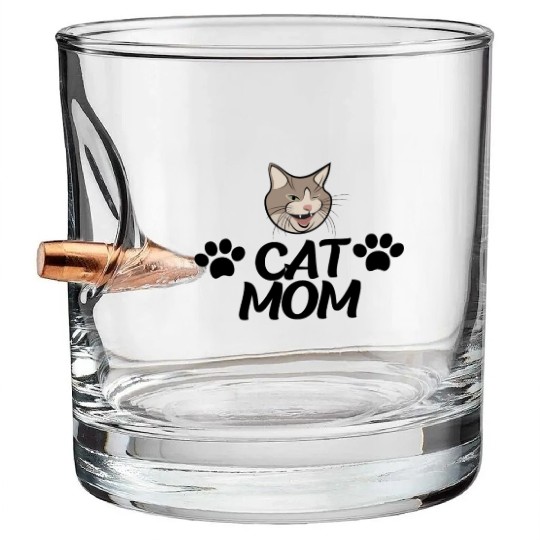 Cat Mom Funny design Classic Bullet Whiskey Glasses