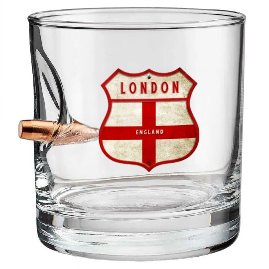 London England coat of arms Bullet Whiskey Glasses
