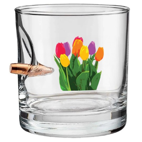 Tulip Garden Gardening Bullet Whiskey Glasses
