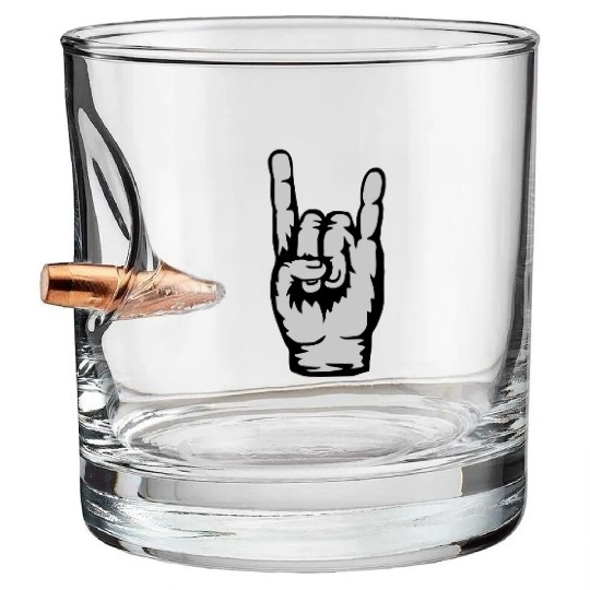 Hand sign heavy metal Bullet Whiskey Glasses