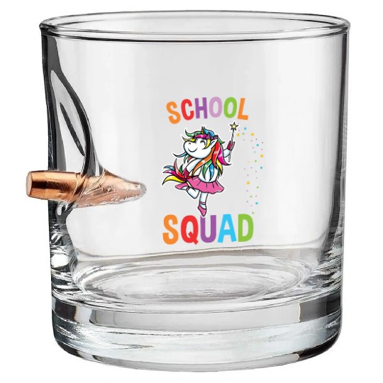 School Squad Unicorn Back To School Bullet Whiskey Glasses