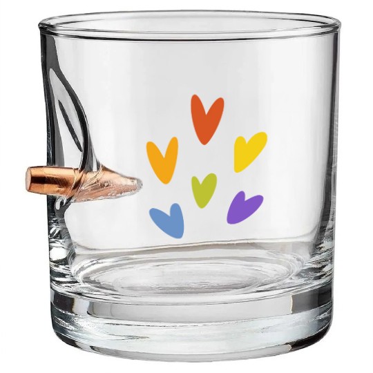 Lgbtq Gay Pride Month Rainbow Love Is Love Bullet Whiskey Glasses
