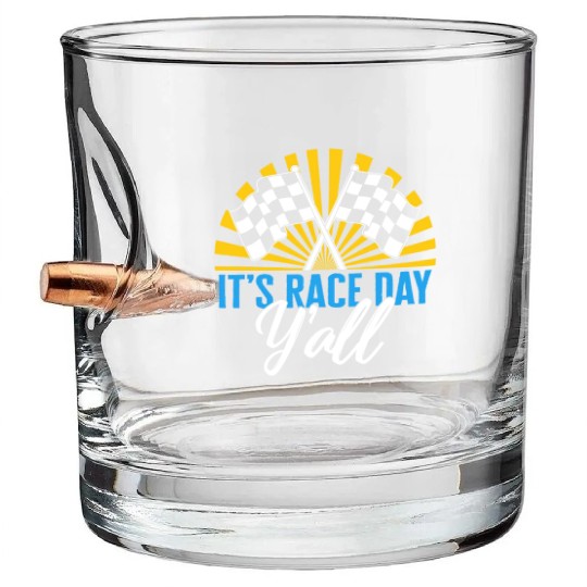 It's Race Day Y'all Bullet Whiskey Glasses, Race Day Checkered