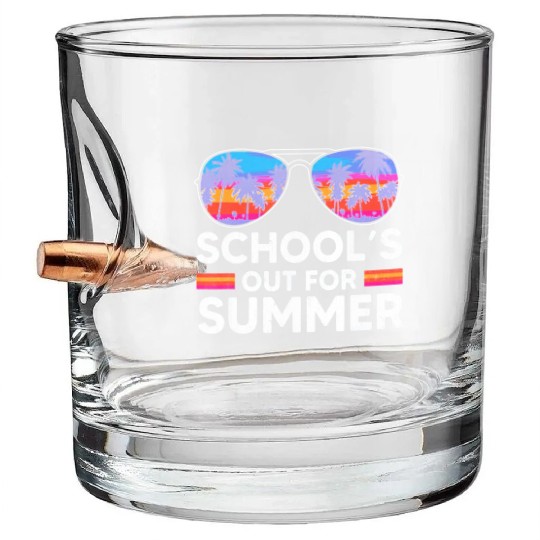 Schools Out For Summer Teacher Bullet Whiskey Glasses