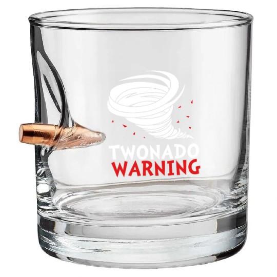 Funny 2nd Bday Twonado Warning Tornado Birthday Bullet Whiskey Glasses