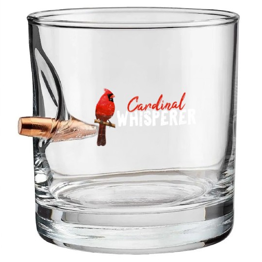 Cardinal Whisperer Northern Cardinal Bird Red Card Bullet Whiskey Glasses