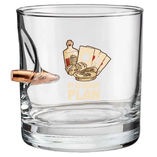 Poker Player Retirement Plan Playing Poker Bullet Whiskey Glasses