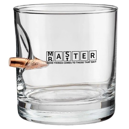 Master Baiter Funny Double Meaning Fishing Design Bullet Whiskey Glasses
