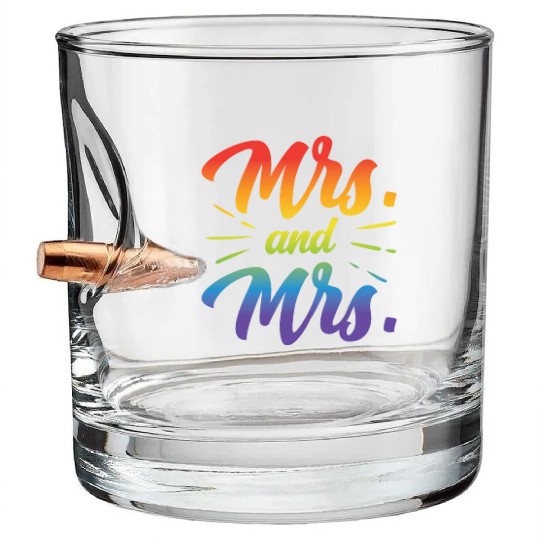 Mrs And Mrs Funny Gay Lesbian LGBT Couple Gay Bullet Whiskey Glasses