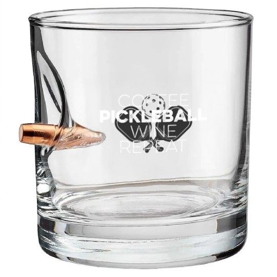 Funny Coffee Pickleball Wine Repeat Dink Sports Bullet Whiskey Glasses