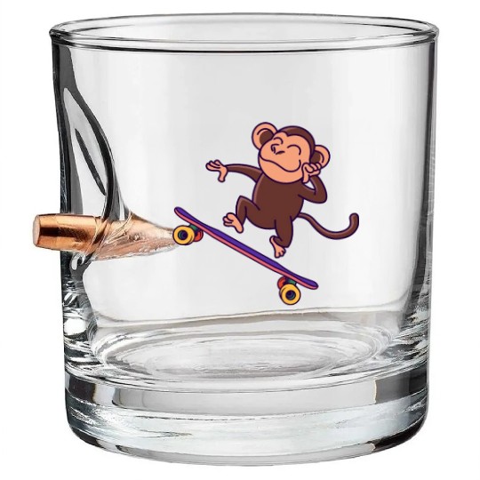 Skateboarder Funny Monkey On A Skateboard Bullet Whiskey Glasses