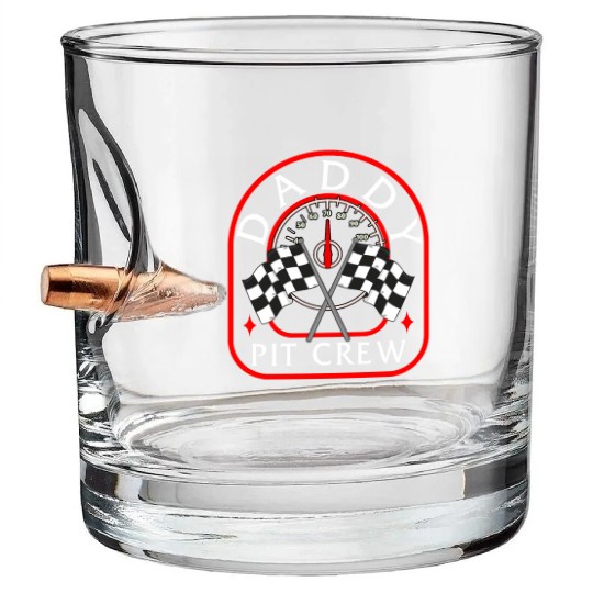 Daddy Pit Crew Bullet Whiskey Glasses, Father's Day Gift Race Day
