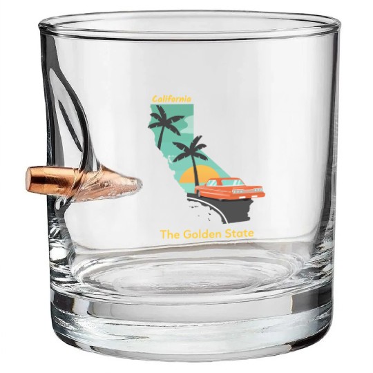 California The Golden State Bullet Whiskey Glasses