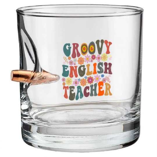 Groovy English Teacher retro Back To School Bullet Whiskey Glasses