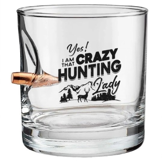 Buck Deer Hunting Hunter Girl Yes! Bullet Whiskey Glasses