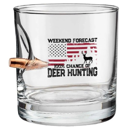 Buck Deer Hunting Hunter Vintage Bullet Whiskey Glasses