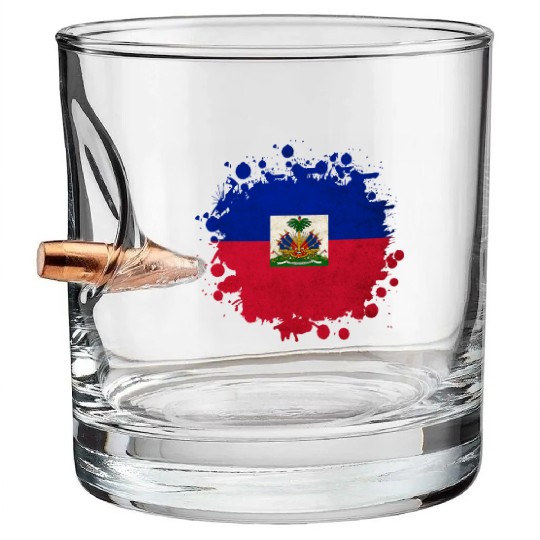 Haiti flags blob Bullet Whiskey Glasses