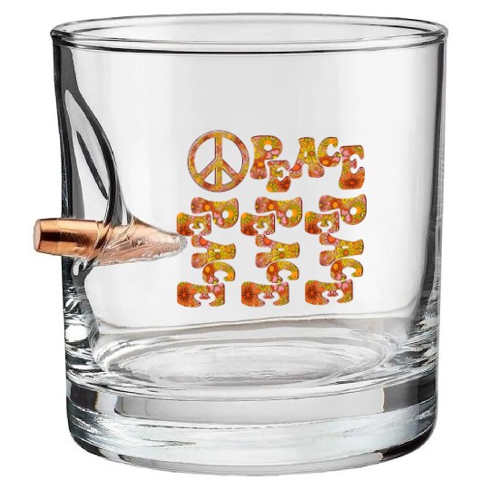 Psychedelic groovy Peace Bullet Whiskey Glasses