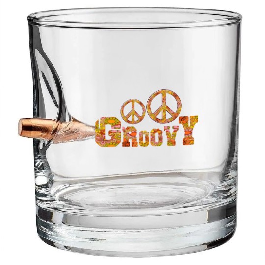 Psychedelic groovy Peace Bullet Whiskey Glasses