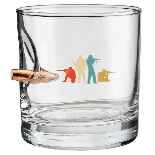 Buck Deer Hunting Hunter Retro Bullet Whiskey Glasses