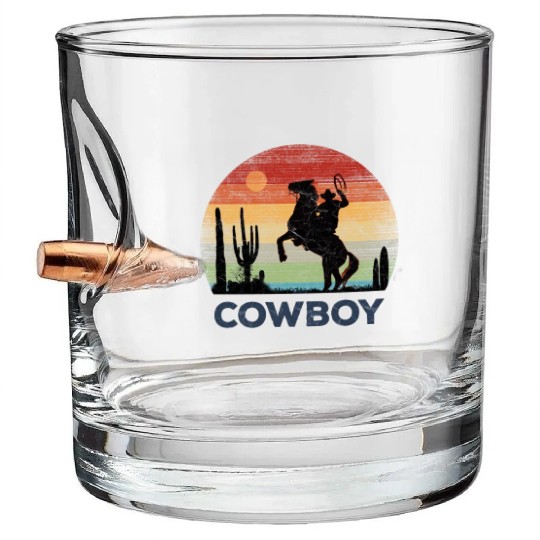 Cowboy - Retro Sunset Bullet Whiskey Glasses
