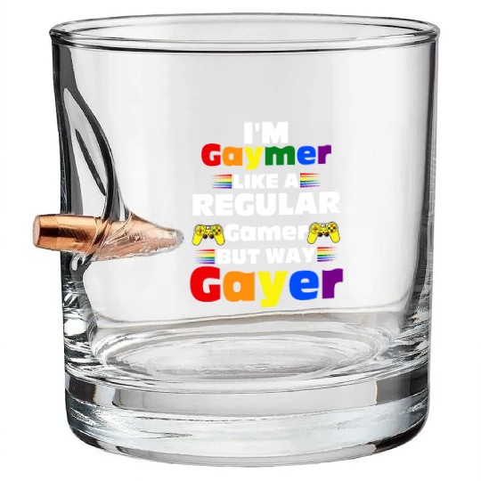 Funny Gaymer Gay Gamer Gayer - Pride Rainbow LGBT Bullet Whiskey Glasses