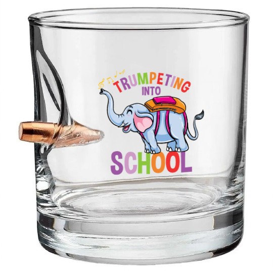 Back To School Elephant Trumpeting Into School Bullet Whiskey Glasses
