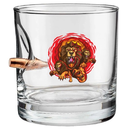 Angry Lion Face Bullet Whiskey Glasses