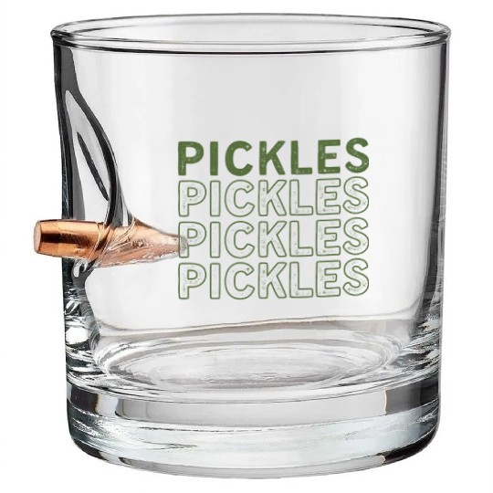 Funny Vegetable Pickles Retro Green Cucumber Humor Bullet Whiskey Glasses