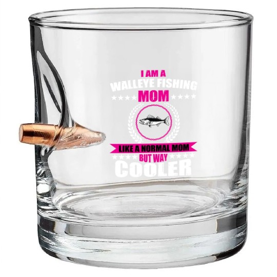 Walleye Fishing Mom For Women Bullet Whiskey Glasses