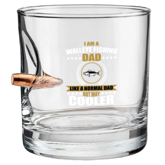 Walleye Fishing Dad For Men Bullet Whiskey Glasses