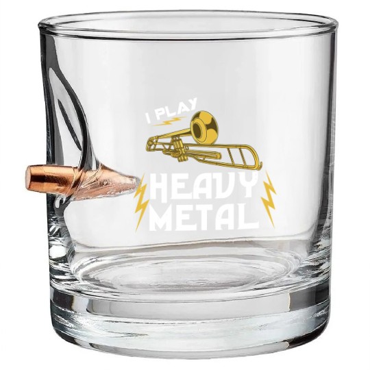 I Play Heavy Metal For Trombone Player Bullet Whiskey Glasses