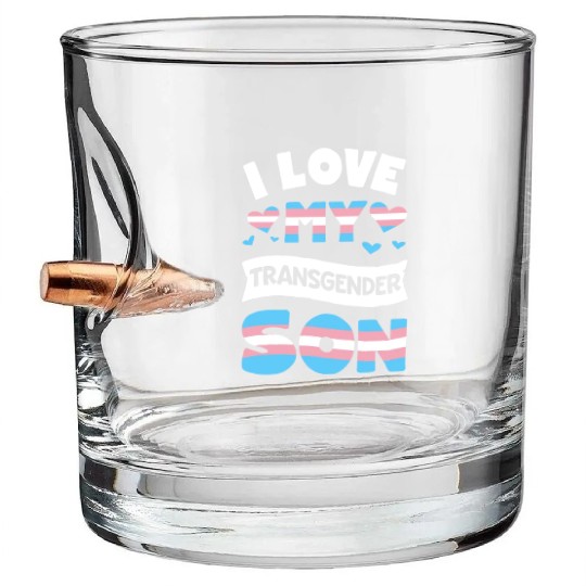 I Love My Transgender Son LGBT Gay Pride Bullet Whiskey Glasses for